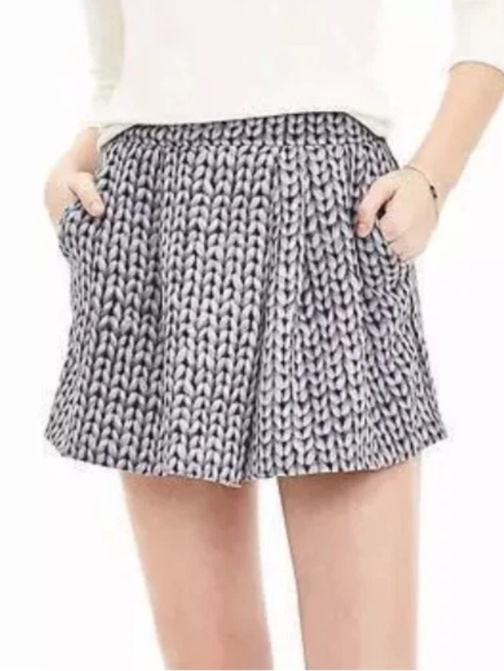 Banana Republic Blue & White Culotte Skirt Skort Knit Print Mini Size 4
